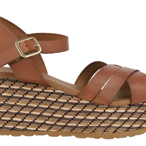 Sandalias de piel con platafoma de rafia Tiziana