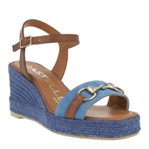 Alpargatas en combinado azul con adorno metálico en la pala