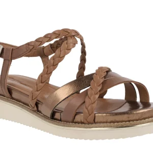 Sandalias de tiras para mujer en combinado marron