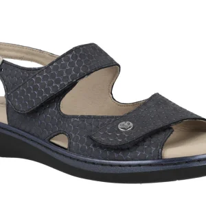 Sandalias confort azul marino con cierre de velcros para mujer