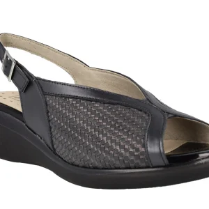 Sandalias confort en combinado negro para mujer