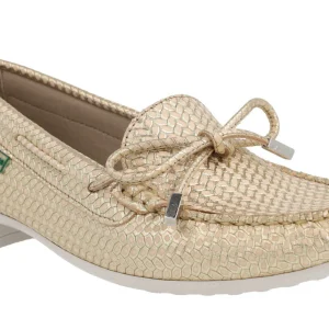 Zapatos mocasines de piel grabada con adorno de lazo