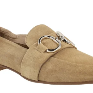 Mocasines de serraje para mujer con adorno metálico