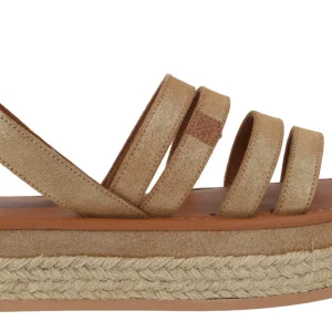 Alpargatas de plataforma con tiras metalizadas Similan cuero