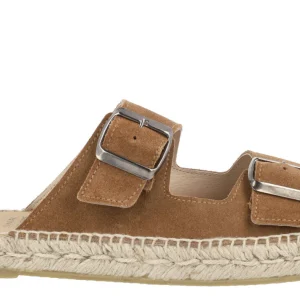 Sandalias para hombre en serraje cuero con doble hebilla