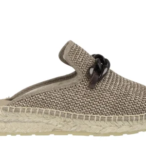 Zuecos de tejido con cadena y piso de esparto para mujer