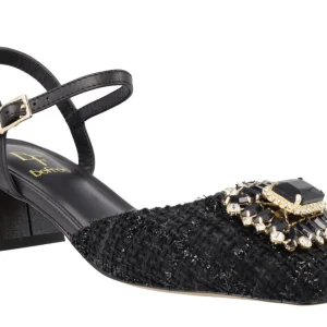 Zapatos de tacón con pala en tejido y adorno de pedrería Julie