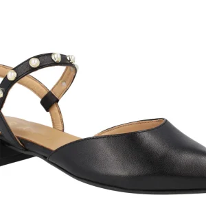 Bailarinas destalonadas de piel con tira de perlas