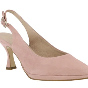 Zapatos corte salón destalonados con hebilla de pedrería