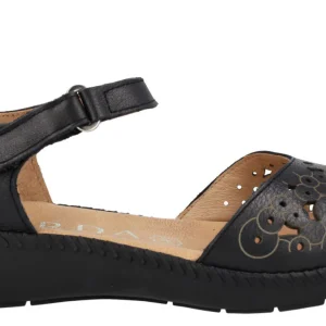 Sandalias troqueladas con cierre de velcro para mujer