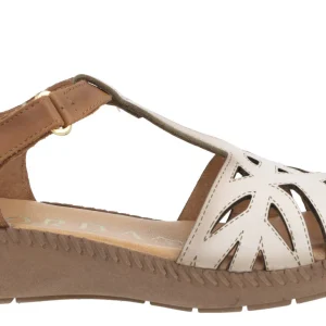 Sandalias de piel combinadas y cerradas de talón para mujer