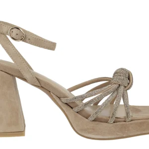 Sandalias de ante con tiras y nudo de strass Tiara