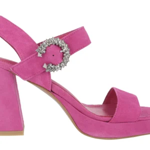 Sandalias de ante con plataforma y hebilla joya Leiba