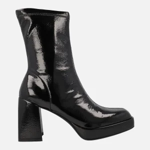 Botines Rita en charol licrado con tacón alto y plataforma