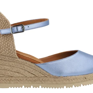 Alpargatas Cáceres en piel metalizada con pulsera al tobillo