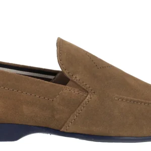 Mocasines de ante con elásticos y piso fino de goma