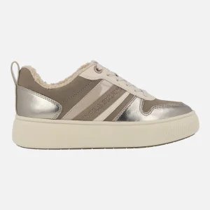 Deportivos multimaterial en combinado platino para mujer