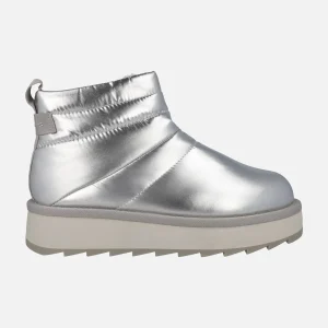 Botines acolchados para mujer en metalizado plata con forro de pelo