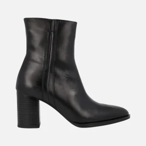 Botines negros de piel para mujer con tacones de 8 cms Harika