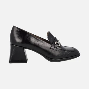 Mocasines Celia en piel negra efecto quebrado