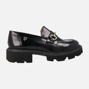 Mocasines Zintia en antik negro con adorno y piso track