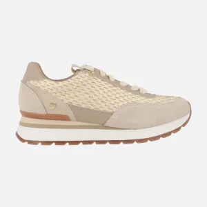 Sneakers Gaggi en rafia beige con destellos dorados