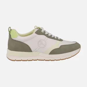 Zapatillas deportivas con cordones en combinado blanco y verde