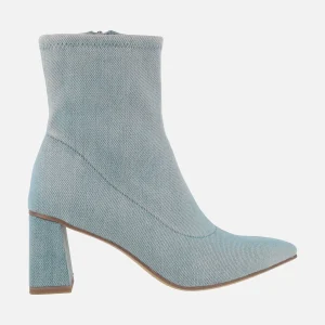 Botines en tejido denim con tacones de 7 cms