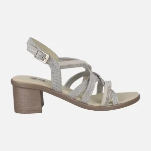 Sandalias de tacón con tiras multi material