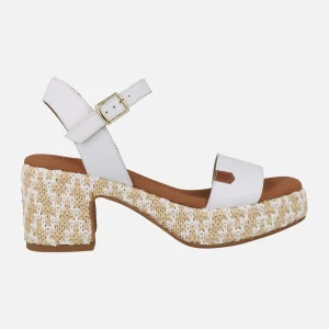 Sandalias de piel con tacón y plataforma de rafia Beliche Bombay