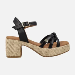 Sandalias negras con tacón y plataforma de yute Tyrol Manchester