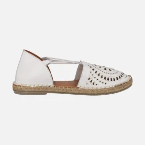 Zapatillas de piel con elásticos y piso de esparto Nansy