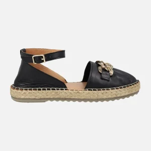 Alpargatas de piel con cadena y pulsera al tobillo