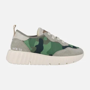 Deportivas Concordia en tejido camuflaje verde