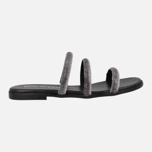 Sandalias planas con tiras de strass