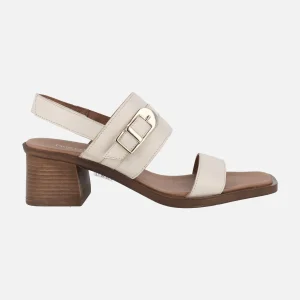 Sandalias de piel con hebilla decorativa y cierre de velcro