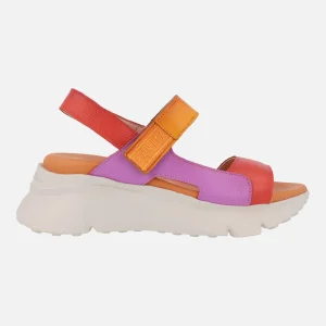 Sandalias de piel en combinado multicolor con piso volúmen