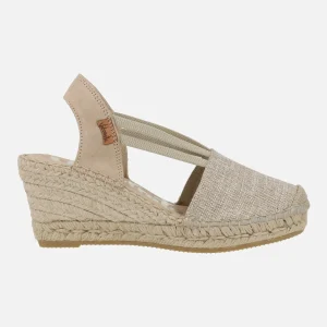 Zapatillas de esparto en tejido beige con elásticos laterales