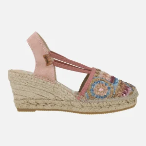 Zapatillas de esparto en tejido con lentejuelas Vidorreta