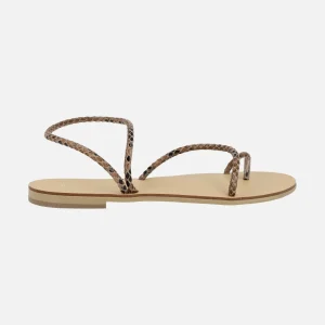 Sandalias planas con tiras snake print