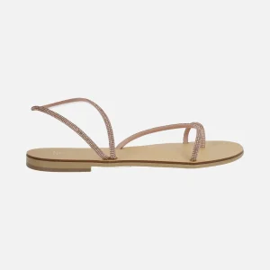 Sandalias planas con tiras de strass