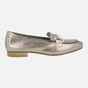 Zapatos mocasines Erika en piel metalizada platino