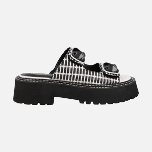 Sandalias Heaven en combinado de rafia bicolor blanco y negro