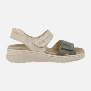 Sandalias confort deportivas con cierre de velcro en beige y kaki