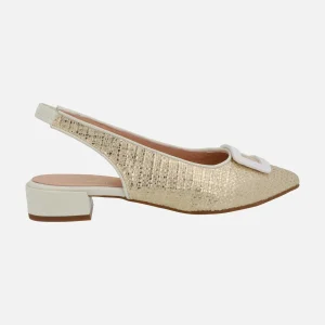 Zapatos destalonados de tacón bajo con adorno