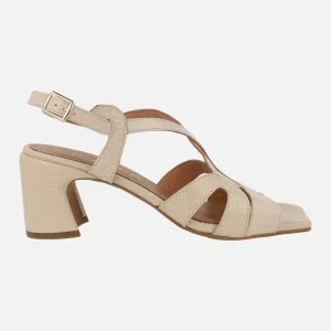 Sandalias de piel con distintos acabados y tacones de 7 cms