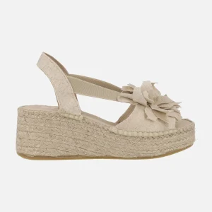 Zapatillas de esparto con plataforma y adorno de flor