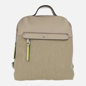 Mochilas multimaterial en combinado beige Cloe