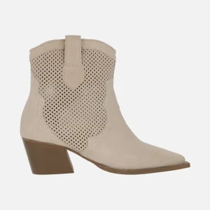 Botines cowboy Melisandre en serraje taupe con picados
