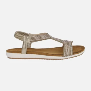 Sandalias para mujer en tejido dorado